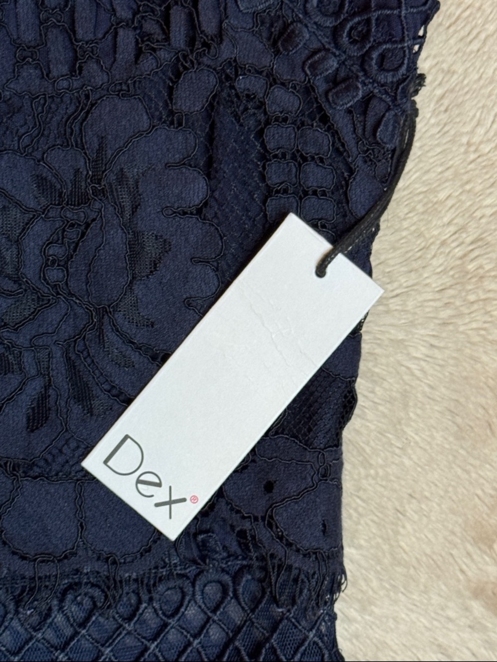 NWT Dex Navy Floral Crochet Lace Midi Dress sz M - Picture 3 of 12
